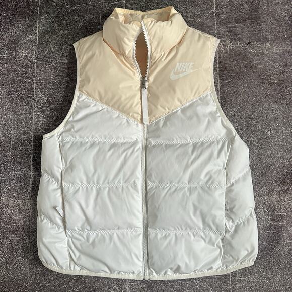 Nike Jackets & Blazers - Women's Nike White Pastel Guava Ice Pink Reversible Down Puffer Vest Jacket Sz S